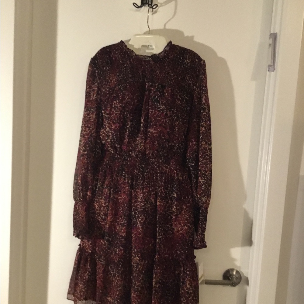Just Taylor Animal Print Long Sleeved  Chiffon Smocked Dress Size 14  $30 - Picture 4 of 13